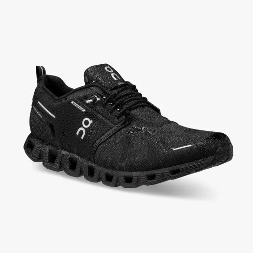 On Womens Cloud 5 Waterproof Shoes - All Black Upcycled Shoe Look  