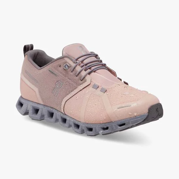 On Womens Cloud 5 Waterproof Shoes - Rose Fossil Aesthetic  