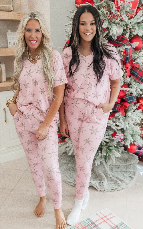 Pink Snowflake Jogger Pajama Set by Salty Wave (TOP & BOTTOM) **Start Ship Date: Nov 29th**DEAL-COUPON EXCLUDED