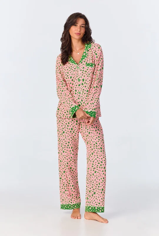 Pink Starlight Long Sleeve Classic Stretch Jersey Long PJ Set