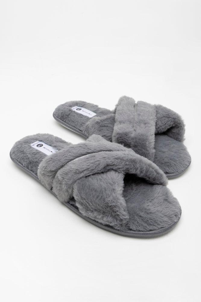 Slipper Dark Grey Tailored Oxford Style 