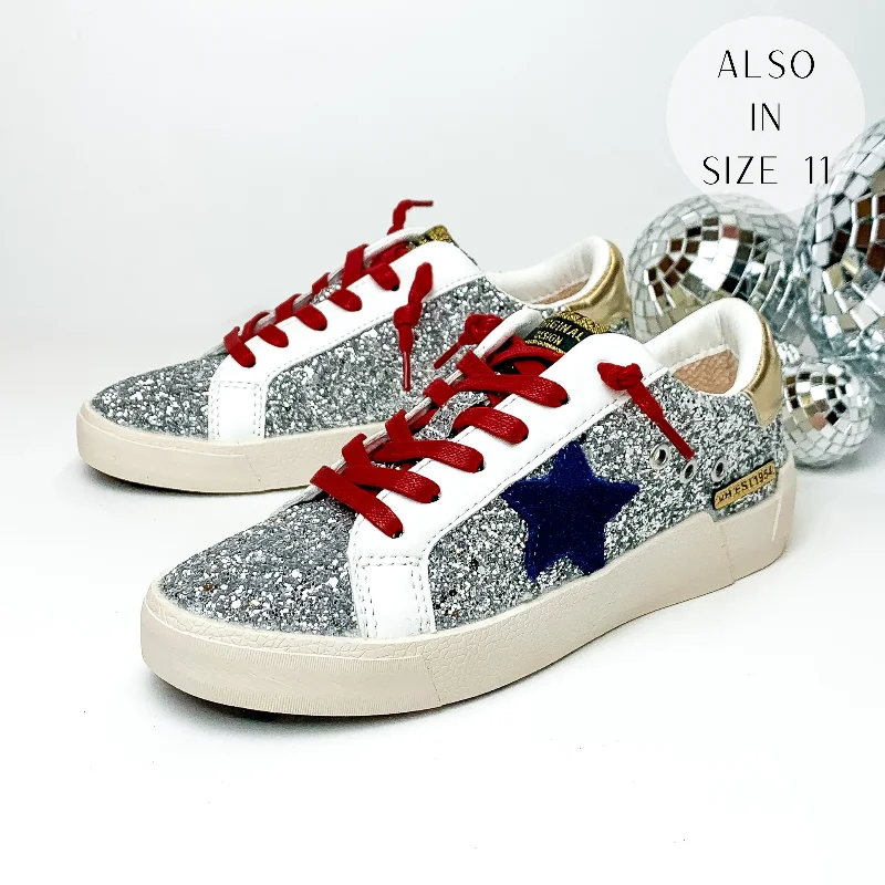 Vintage Havana | Limitless Sneakers in Silver Glitter Paisley Print Shoe Design  