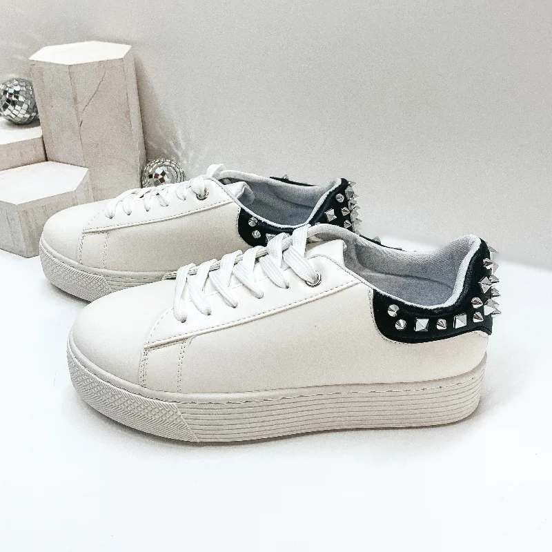 Studded Chic Lace Up Black Heel Platform Sneakers in White Strap - Up Sandal Resort Style Studded Chic Lace Up Black Heel Platform Sneakers in White Strap - Up Sandal Resort Style