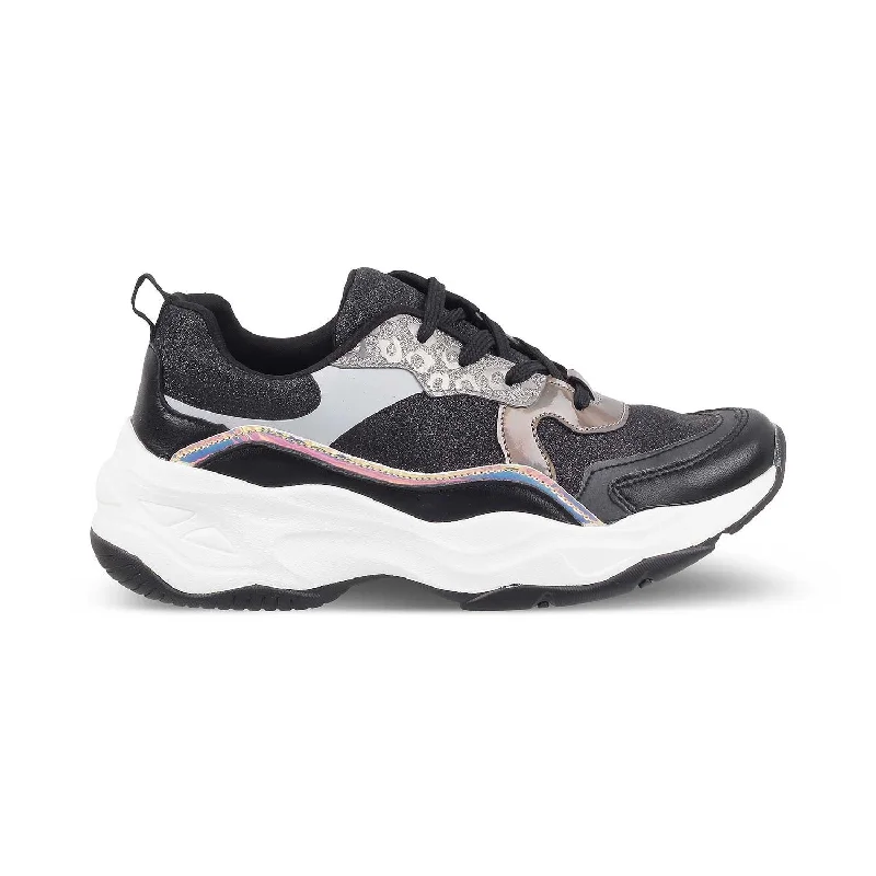 The Alicant Black Women's Sneakers Tresmode Quilted Shoe Design  