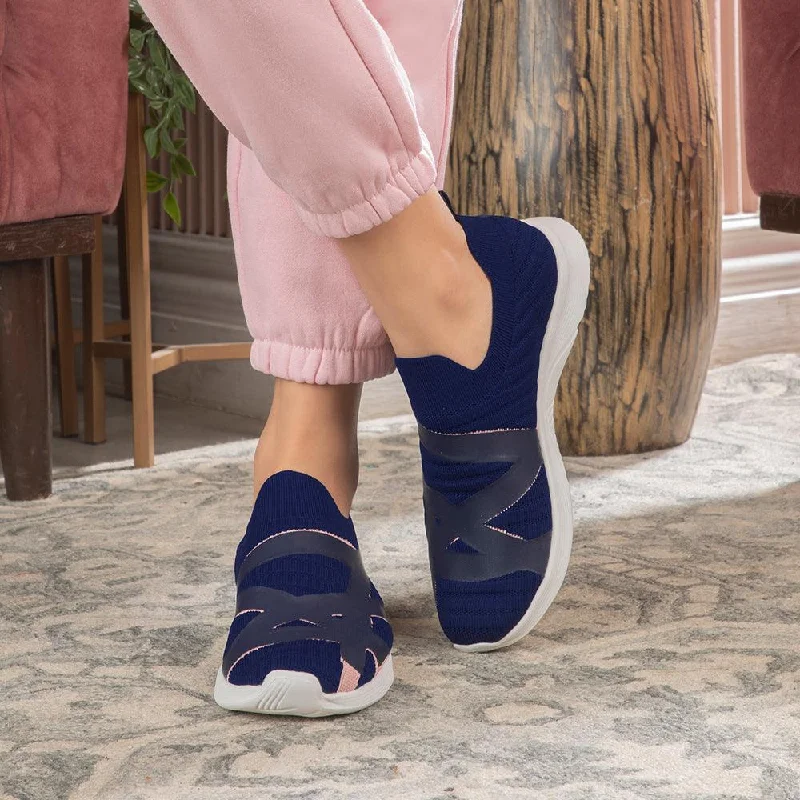 The Freetown Blue Women's Sneakers Tresmode Metallic Trim Shoe Design  