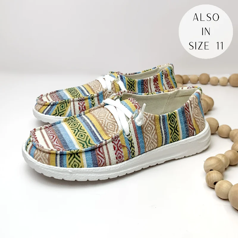 Very G | Have To Run Slip On Tribal Print Loafers with Laces in Cream Multi Memory - Foam Slipper Look Very G | Have To Run Slip On Tribal Print Loafers with Laces in Cream Multi Memory - Foam Slipper Look