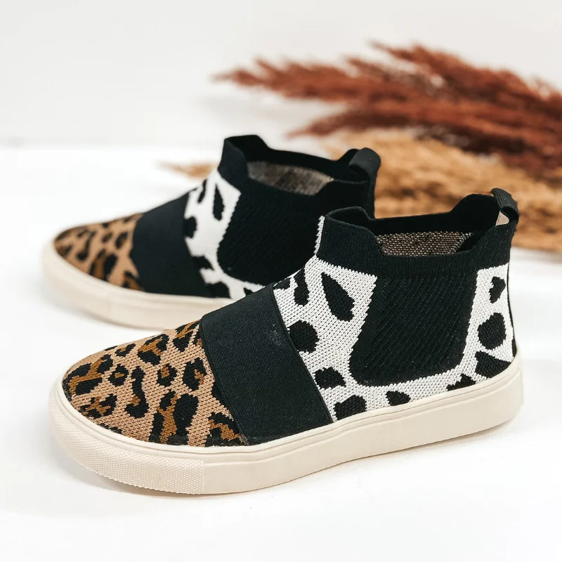 Very G | New Paths Knit Slip On High Top Sneakers in Dotted and Leopard Print Hip - Hop Sneaker Style Very G | New Paths Knit Slip On High Top Sneakers in Dotted and Leopard Print Hip - Hop Sneaker Style