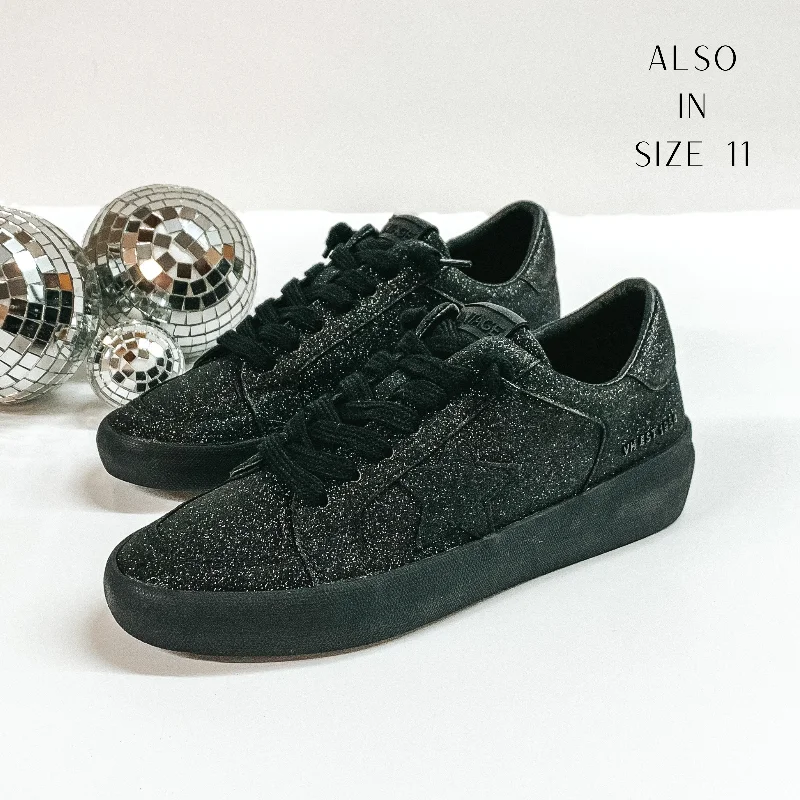 Vintage Havana | Kara Glitter Sneakers in Matte Black Slide Sandal Beach Style  