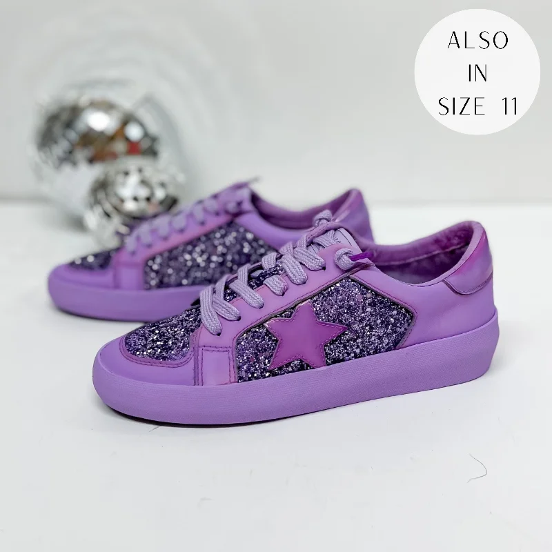 Vintage Havana | Alexis Dip Dye Glitter Sneakers in Purple Wingtip Oxford Design 
