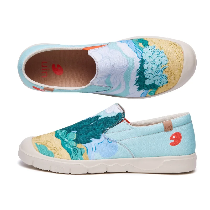Van Gogh Wheatfield with Cypresses Cadiz Women Lightweight Tennis Sneaker Look  