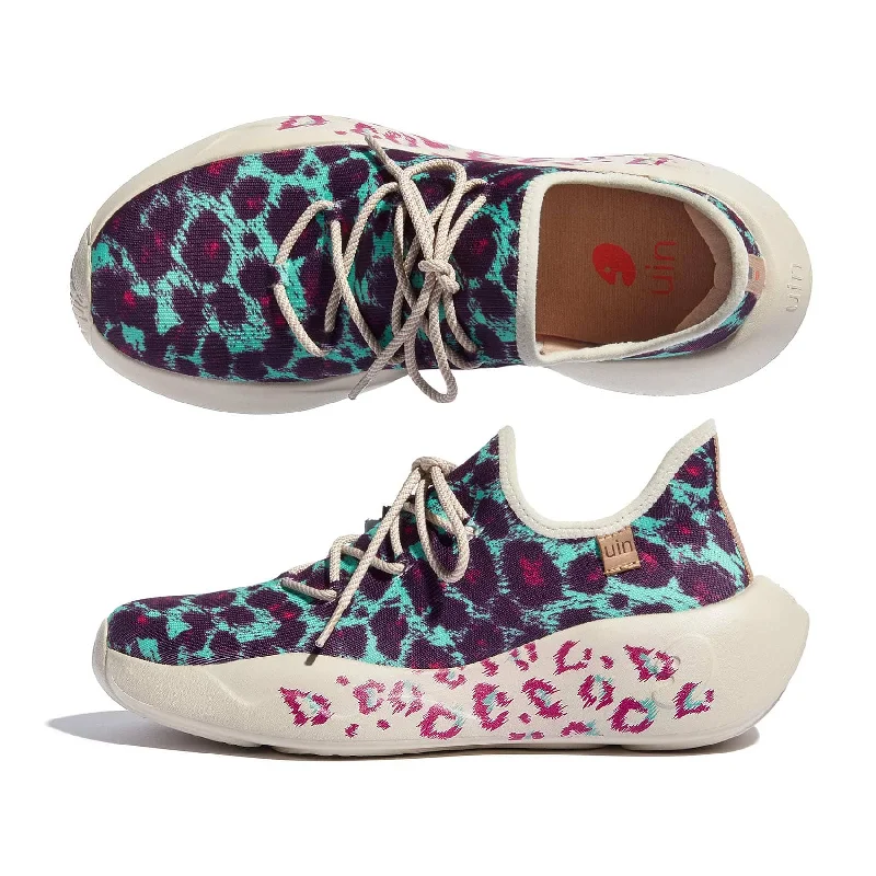 Blue Purple Leopard San Sebastian II Women Lightweight Tennis Sneaker Look  