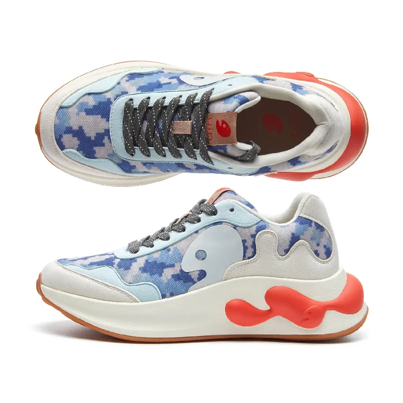 Clean Blue Medinaceli I Women Checkered Shoe Pattern Look  