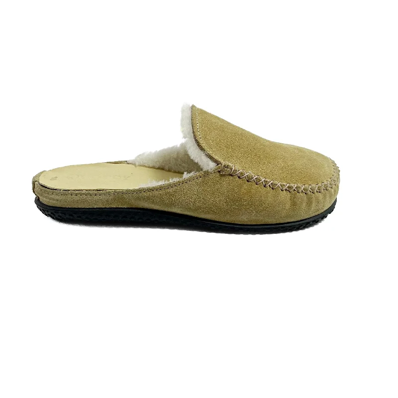 Women's Scuff ESQ Slipper: Sand Suede Quilted Shoe Design  