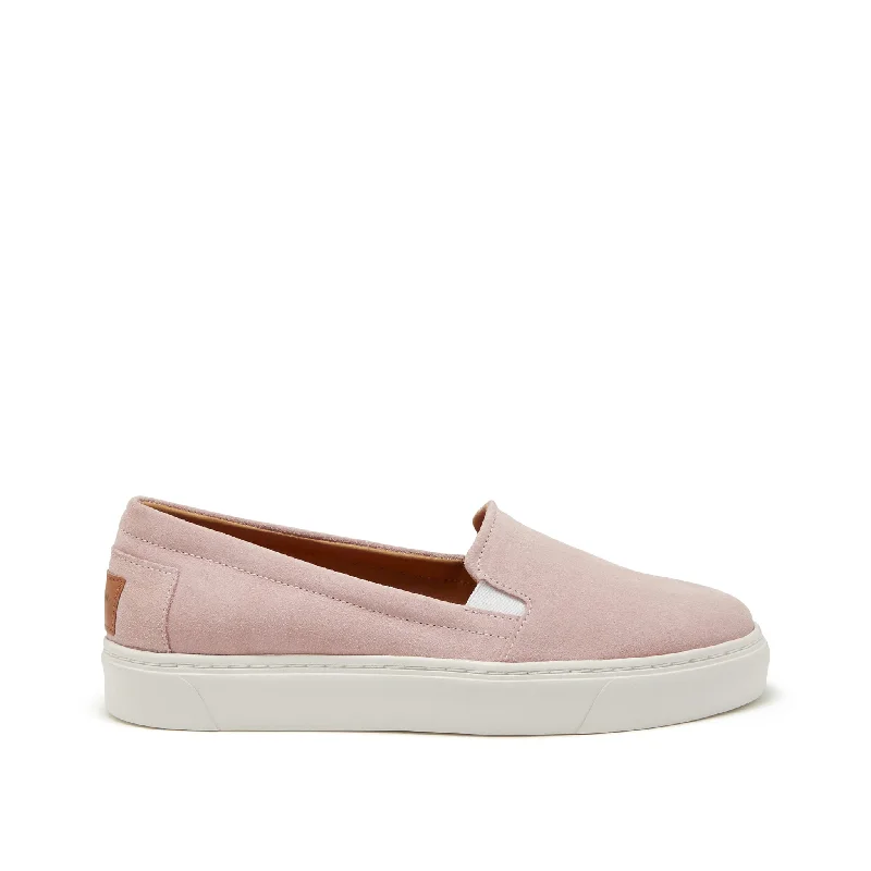 Women's Slip-On Sneakers, ice pink suede Wingtip Oxford Design 