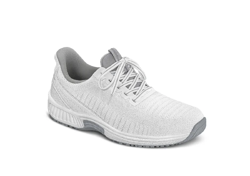 Yari Hands-Free - White Metallic Trim Shoe Design  